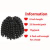 HBNK Jamaican Bounce Crochet Hair-4 Packs 6 Inch Wand Curl Crochet Hair For Black Women (6 Inch (Pack of 4), 1B)