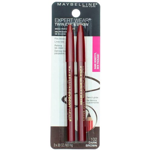 Maybelline Expert Twin Eye and Brow Pencils - Dark Brown - 0.16 Ounce (Pack of 2)