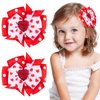 Whaline 2Pcs Valentine's Day Hair Bow Clips 5.3 Inch Red White Heart Cute Hair Pins Alligator Barrettes for Girls Women Toddlers Wedding Birthday Christmas