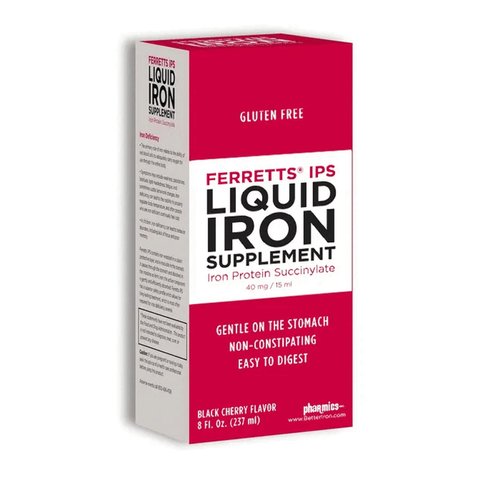 Ferretts IPS Liquid Iron Supplement by Pharmics - Better Tolerability and Absorption - Black Cherry Flavor, 8 Ounces