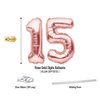 15 Party Supplies Rose Gold 15th Birthday Decorations for Girls with Happy Birthday Balloon Banner and Digit Balloons Including Latex and Confetti Balloons