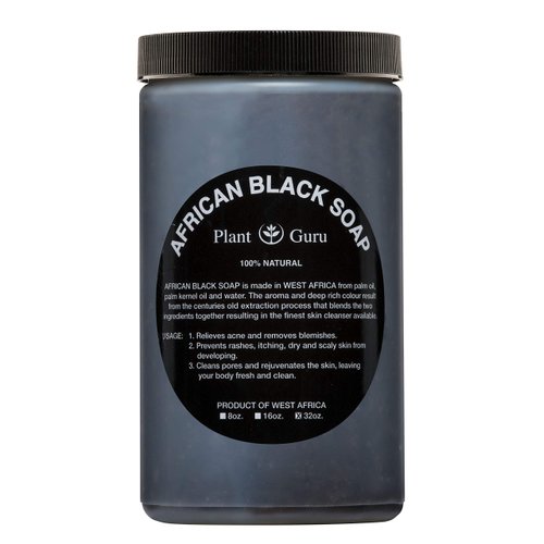 Raw African Black Soap Paste 2 lbs / 32 oz Bulk 100% Natural From Ghana Acne Treatment, Aids Against Eczema & Psoriasis, Dry Skin, Scar Removal, Pimples and Blackhead, Face & Body Wash