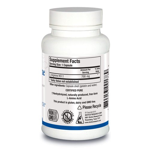 Biotics Research L Arginine, Important Amino Acid, Building Block for Muscles, Exercise Performance, Connective Tissue Support, Nitric Oxide Booster, Supports Cardiovascular Health. 100 Caps