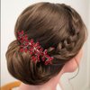 Red Wedding Crystal Hair Comb Elegant Bridal Wedding Hair Piece Teardrop Crystal Rhinestone Hair Accessories for Women Prom Party Photography