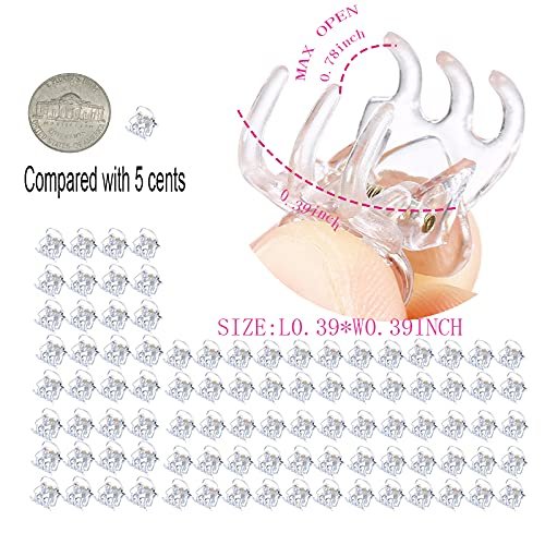 100 Pieces-Pack Mini Hair Claw Clips Plastic Claws Pins Clamps Small Jaw for Girls and Women Gifts(1.0cm clear)