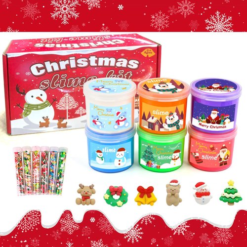 Christmas 6 Pack Butter Slime,Christmas Stocking Stuffers for Kids,Toys Kit Xmas Gifts for Classroom Party Favors for Girls Boys 8-12,Slime Advent Calendar 2024