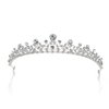 SWEETV Crystal Wedding Tiara for Bride & Flower Girls - Princess Tiara Headband Pageant Crown, Bridal Hair Jewelry for Women and Girls, Silver