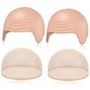 Syhood 4 Packs Halloween Bald Caps Makeup Latex Bald Head Wig Cap Bald Hat Costume Accessories for Women Men Adults (Nude)
