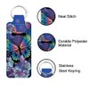 FREEBLOSS 2Pcs Chapstick Holder Keychain 1.5x3.8'' Lip Balm Holder Keychain Lightweight Lipstick Sleeve Pouch with Butterfly Pattern for Women Girls