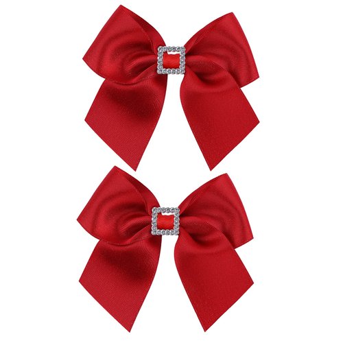 Red Valentine’s Day Hair Clips,Glitter Grosgrain Hair Bows with Rhinestones,Boutique Valentine Christmas School Hair Accessories for Kids Girls Toddler