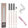 Microblading Eyebrow Pen 4 Pack Dark Grey Brow Pencil 3D Waterproof Eyebrow Pen Waterproof Eyebrow Pencil Micro-Fork Tip Brow Pen Natural All Day Eyebrow Makeup