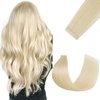 FUOTONBUTY Tape in Hair Extensions Human Hair Double Stitched Invisible Tape in Hair Extensions Seamless Tape ins 20pcs 50g Tape on Real Human Hair (Platinum Blonde, 14 inch)