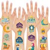 HOWAF 96pcs Eid Mubarak Temporary Tattoos, Ramadan Kareem Themed Face Tattoos Stickers for Boys girls with Star Moon Castle Patterns for Eid Party Decorations, Ramadan Mubarak Fake Tattoos