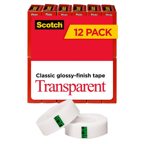 Scotch Transparent Tape, 3/4 in x 1000 in, 12 Boxes/Pack (600K12)