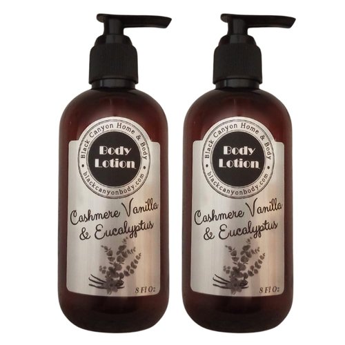 Black Canyon Cashmere Vanilla & Eucalyptus Scented Luxury Body Lotion with Lanolin and Jojoba Oil, 8 Oz (2 Pack)