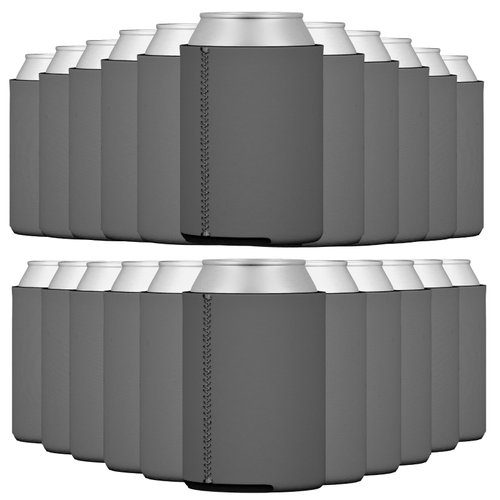TahoeBay Neoprene Can Coolers Sublimation Blanks (50-Pack) Bulk Blank 12 Oz Can Insulator Beer Can Sleeve for Soda, Insulated Cold Drinks, Bottles - HTV, Personalized Party Favors (Charcoal)