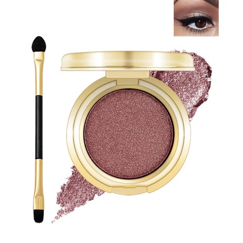 Single Glitter Eyeshadow,Pearl Shimmer Eye Shadow Palette with Brush, Shimmery Illuminating Finish,Long Lasting Waterproof Cream Eyeshadow Intense Color Ultra-Blendable Sparkly Eye Makeup for Women-05