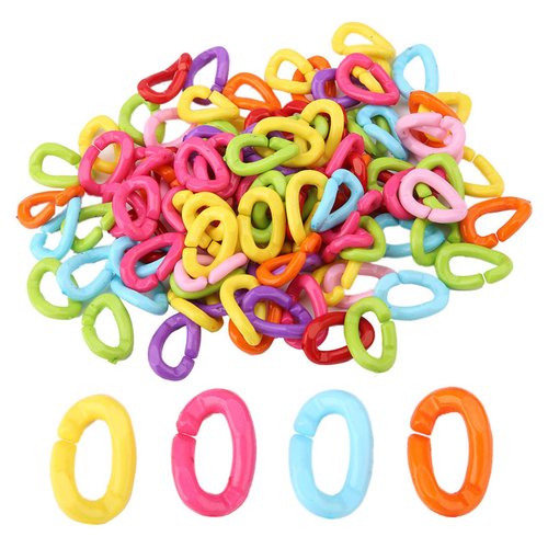 100Pcs Plastic Bird C Clips Hooks Chain Links DIY Parrot Toys Mix ColorLittle pet Toys