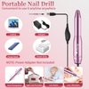 Alety Electric Nail Drill Kit, Portable Electric Nail File for Acrylic Gel Nails, Professional Nail Drill Machine Efile Manicure Pedicure Tools with Iridescent Nail Drill Bits for Home Salon Use