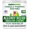 BARK&SPARK Dog Allergy Relief Chews - Anti-Itch Skin & Coat Supplement - Omega 3 Fish Oil - Itchy Skin Relief Treatment Pills - Itching&Paw Licking - Dry Skin&Hot Spots - (120 Immune Treats - Chicken)