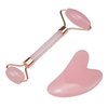 Gua Sha Facial Tool, Rose Quartz Gua Sha one set two pieses Tool for Face Sculpting, Shaping, Reduce Puffiness, Tension Relief, Gua Sha Massage Tool for Face, Body