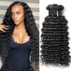 Deep Wave Bundles Human Hair Brazilian Virgin Hair Weave 3 Bundles Deep Curly 12A Grade Unprocessed Human Hair Extensions Natural Black 100g/pc (Deep Wave Bundles Human Hair, 10 12 14)