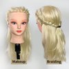 PERFEHAIR 22" Makeup Mannequin Head with 70% Real Hair, Cosmetology Manikin Doll Head for Girls Practice Face Painting, Hair Styling, Braiding, Blonde