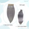 Tape in Hair Extensions Human Hair, Platinum Silver Hair Extensions Real Human Hair Tape ins Extensions for Women, 20 Pcs Tape in Hair Extensions Human Hair 20 Inch Invisible Double Sided Tape Hair