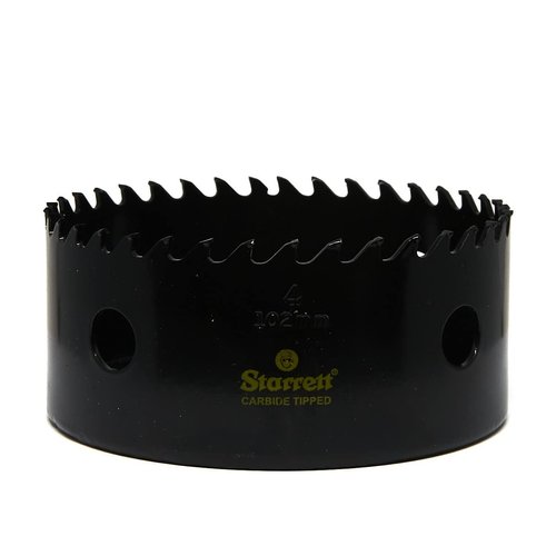 Starrett Carbide Tipped Hole Saw with Surface Finish - Ideal for Wood, PVC and Fiberglass - 3 Teeth per Inch, 4" Diameter, 41mm - 1-5/8" Cutting Depth - CT400