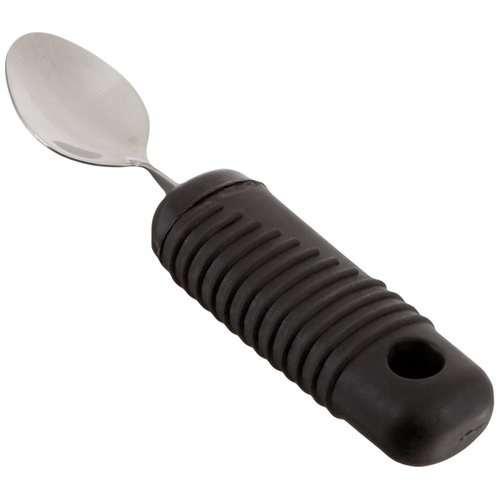 Sammons Preston Sure Grip Bendable Tablespoon, Bendable Stainless Steel Spoon with 4" Long Thick Rubber Handle with Good Grips, Eating Aid for Arthritis, Weak Grip, Stroke Impairments, & Disabilities