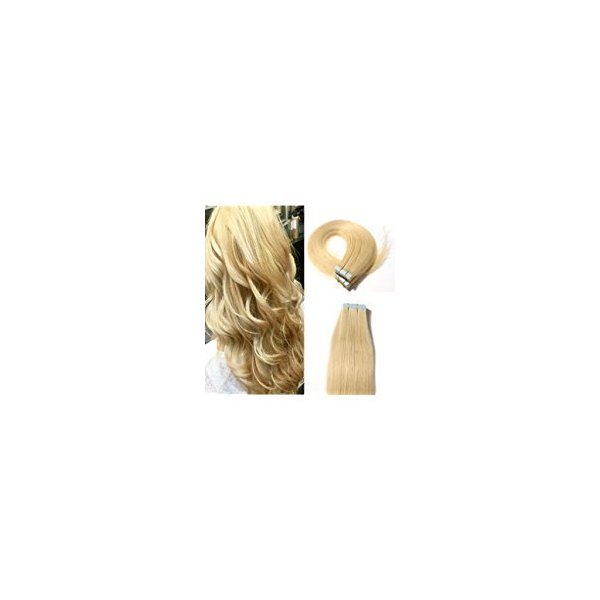 Hairro Tape in Hair Extensions Down 40pcs 100g 16 Inch Bleach Blonde