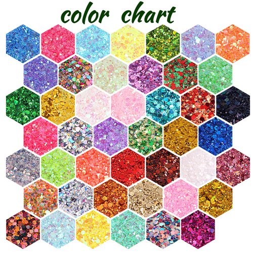 Holographic Chunky and Fine Glitter Mix, 45 Colors Craft Glitter for Epoxy Resin Arts, Iridescent Nail Glitter, Cosmetic Eye Hair Face Body Glitter, Glitter Flakes Sequins for Tumbler Festival Jewelry