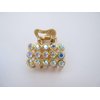 Generic Small mini gold square shaped metal hair claw clip with crystals (Primary color: Clear), 1 Count (Pack of 1)