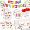 Birthday Party Decorations, 138Pcs Polka Dots Happy Birthday Party Supplies-Serves 24 with Birthday Plates and Napkins Birthday Banner Tablecloth for Boys Girls Birthday Party Decorations