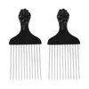2Pcs Hair Pick, Afro Comb Metal Pick Metal Hairdressing Tools for Women and Men Detangling and Styling Comb for Wigs Braids Detangle Curly Hair DIY Hairstyle