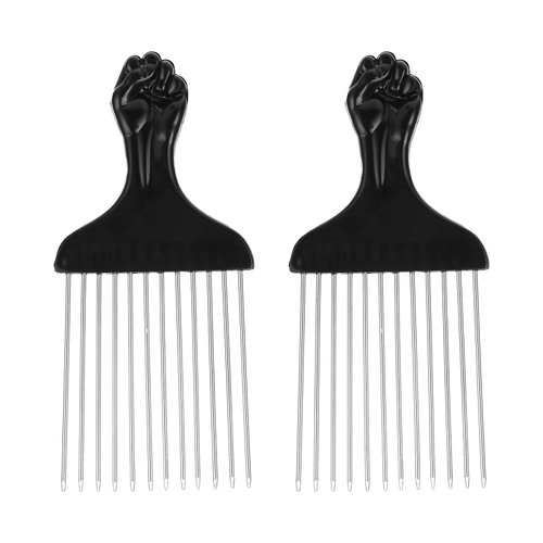2Pcs Hair Pick, Afro Comb Metal Pick Metal Hairdressing Tools for Women and Men Detangling and Styling Comb for Wigs Braids Detangle Curly Hair DIY Hairstyle