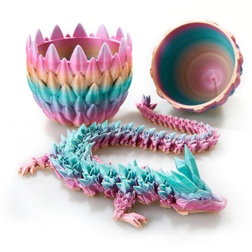 Easter Eggs 3D Printed Dragon Egg Dragon Eggs with Dragon Inside Fidget Toys Pendant Desk Decorative Easter Egg Fillers Easter Gifts for Boys Kids Home Office Decor (Rainbow)