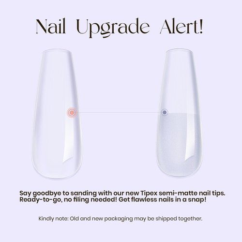 Five Angeles Tipex Gel Nail Tips Kit,Full Cover Long Coffin Pre-building Acrylic Nail Set Deep C Curve for Flat Nail,120pcs Clear Press On Nail Tips+Solid Nail Glue+Nail Lamp+Base Gel