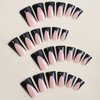 IMSOHOT Duck Press on Nails Medium Duck Feet Flared Fake Nails Black French Tips Nails Glossy Glue on Nails Full Cover Nude Gel Acrylic False Nails for Women 24Pcs