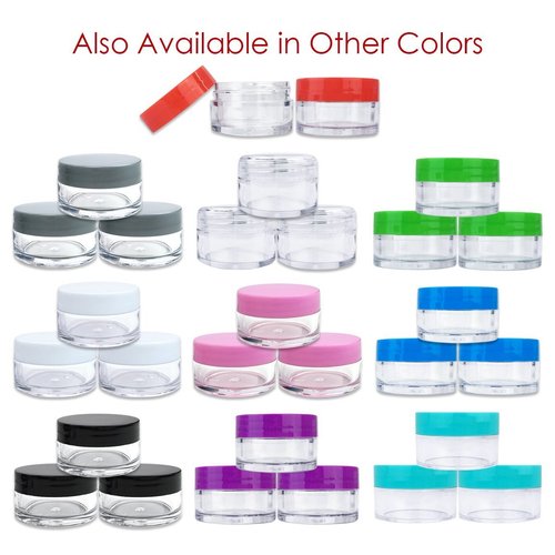 Beauticom 20 gram/20ml Empty Clear Small Round Travel Container Jar Pots with Lids for Make Up Powder, Eyeshadow Pigments, Lotion, Creams, Lip Balm, Lip Gloss, Samples (48 Pieces, Gray)