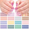 DANNEASY 16 Sheets Light Colour Nail Wraps for Women Gel Nail Polish Strips Solid Color Gel Nail Strips Self Adhesive Nail Polish Stickers Fingernail Sticker Nails with 1pc Nail File, Cuticle Stick