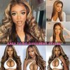WOWQUEEN Ombre Lace Front Wig Human Hair 4/27 Highlight Honey Blonde 13x4 HD Transparent Lace Front Wigs Human Hair Pre Plucked Colored Glueless Body Wave Frontal Wigs for Women 180% Density 24 Inch