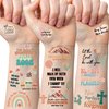 Christian Temporary Tattoos Stickers - 6 Sheets Bible Verse Birthday Party Favors Decorations, Boho Christian Party Supplies, Classroom Prize Rewards (3 Styles)