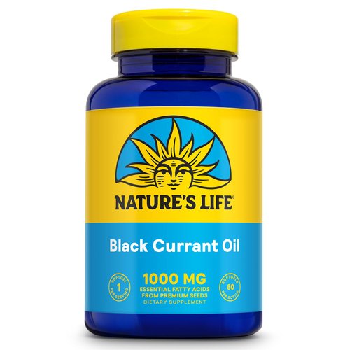 NATURE'S LIFE Black Currant Seed Oil 1000mg - Black Currant Oil, Natural Source of Omega 6 Gamma Linolenic Acid (GLA) and Omega 3 Alpha-Linolenic Acid (ALA), 60-Day Guarantee, 60 Servings, 60 Softgels