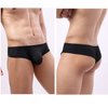Faringoto Men's Wide Belt Thong Low Waist Ice Thread Underpants Black