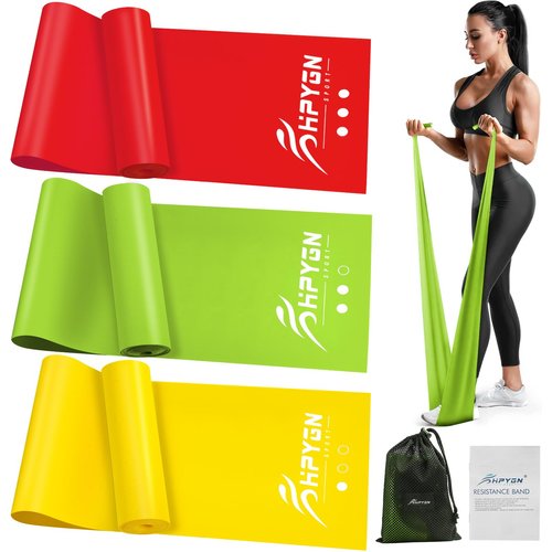 Exercise Bands Resistance, Physical Therapy Bands for Yoga, Gym, Pilates, Fitness, Resistance Bands with 3 Resistance Levels, Strength Training and Yoga Starter Set