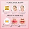 Blopuivo 32 Pairs Eye Masks & Lip Mask, 24K Collagen Under Eye Patches for Dark Circles and Puffy Eyes, Reduce Lip Wrinkles, Anti Chapped & Remove Lip Dead Skin, Nourishes the Lip & Eye Skin (Gold)