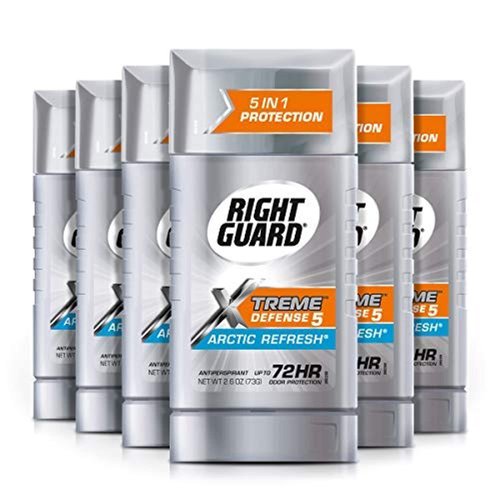 Right Guard Xtreme Defense Antiperspirant Deodorant Invisible Solid Stick, Arctic Refresh, 2.6 Ounce (Pack of 6)