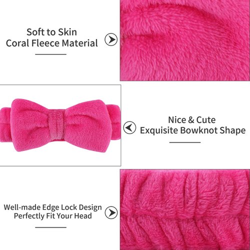 Ondder 8 Pack Spa Headbands Makeup Bow Face Wash Bowknot Headbands for Washing Face Solid Color Facial Headbands Fluffy Skincare Shower Spa Cosmetic Headband Bow Hair Band for Women Girls
