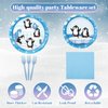 Zubebe 120 Pcs Penguin Birthday Party Disposable Tableware Set Penguin Paper Plates Napkins Winter Penguin Theme Dinnerware Decorations,serve for 24 Guests